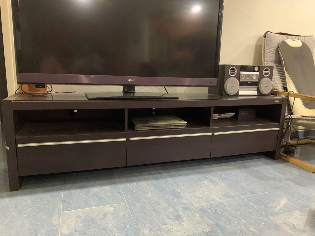 Glass Top Wooden Tv Cabinet Furniture Shelves Drawers On Carousell
