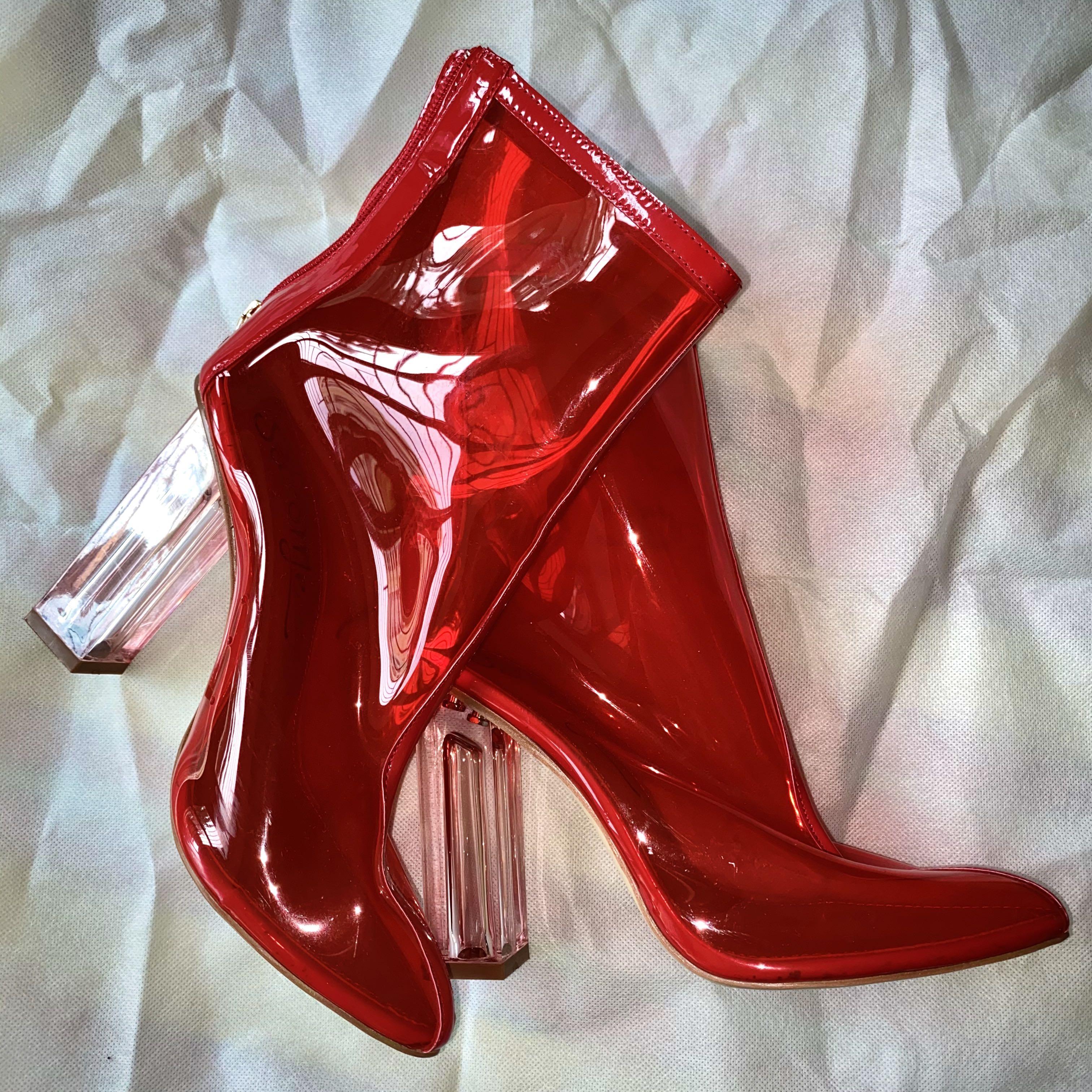 red heeled boots uk