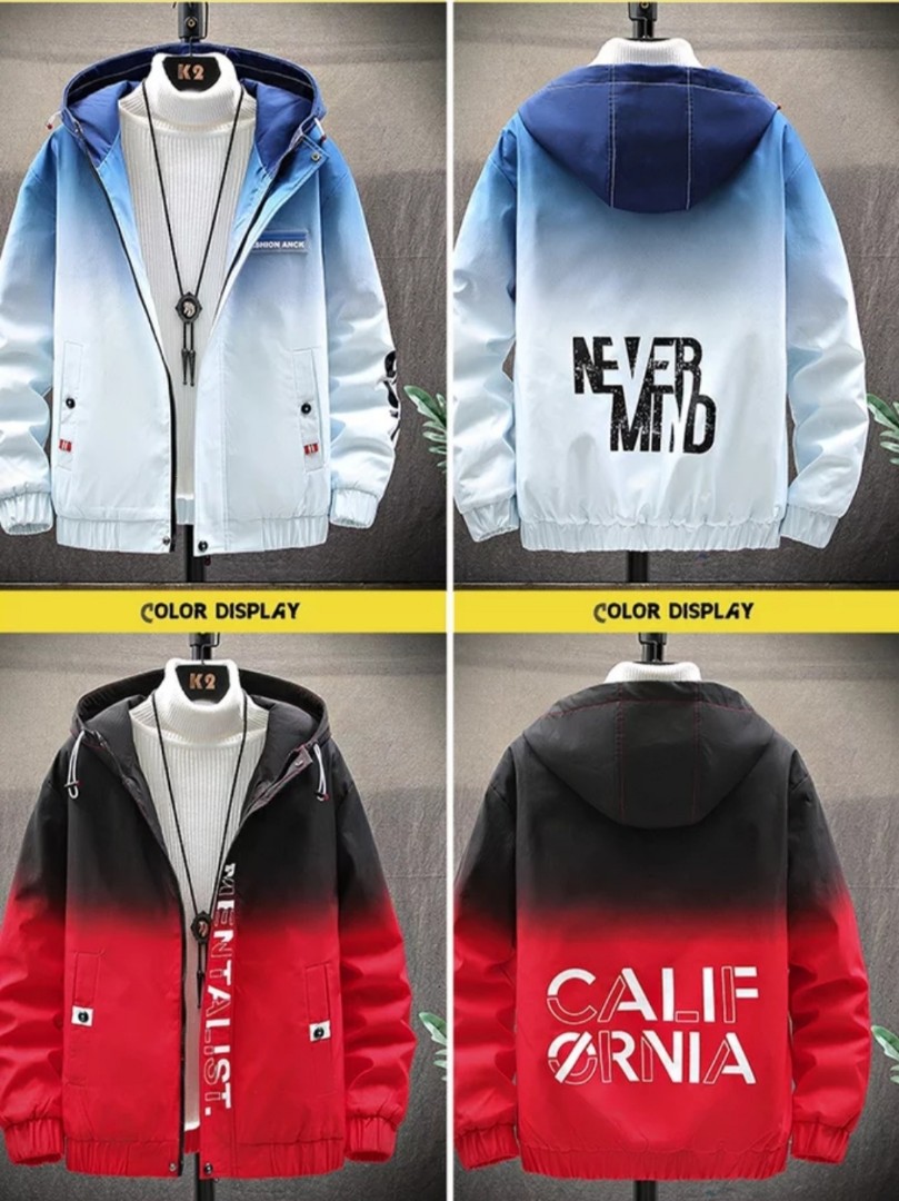 Red blue windbreaker top