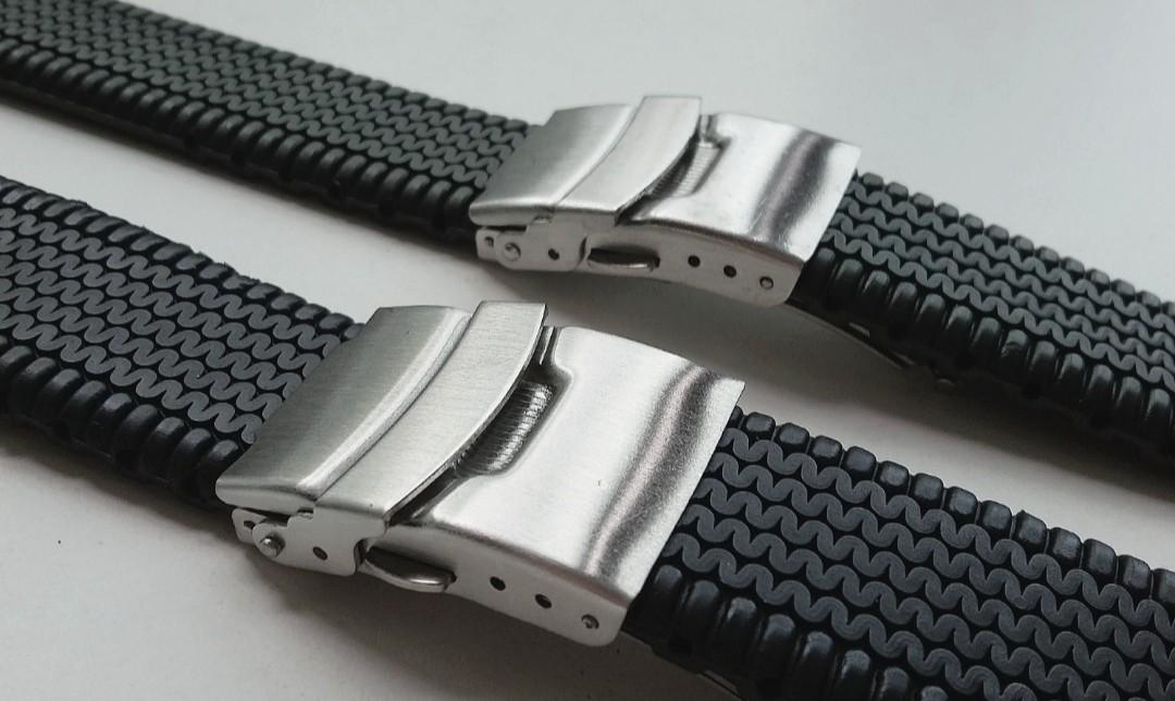 20Mm/22MM/24MM BLACK VULCANISED RUBBER STRAP WITH STAINLESS STEEL DEPLOYMENT  CLASP FOR SEIKO, STEINHART, CITIZEN, TAG HUER, ORIENT ...., Luxury, Watches  on Carousell