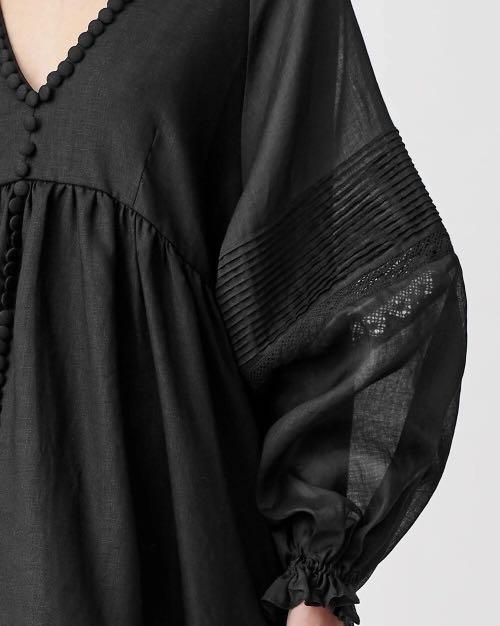 chinese dress ladies Joslin Lillian Linen Ramie Smock Dress in Optical White  Coco & Lola