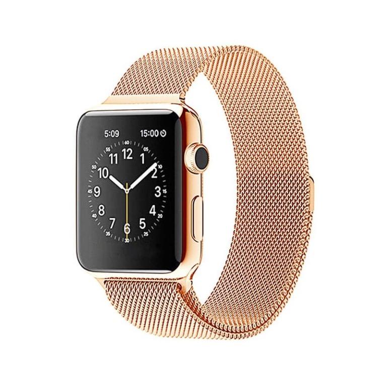 黃金色米蘭款代用yellow Gold Milan Magnetic Loop Metal Band 磁扣鋼織手環錶帶apple Watch Series 1 6 Lte 電子產品 其他 Carousell