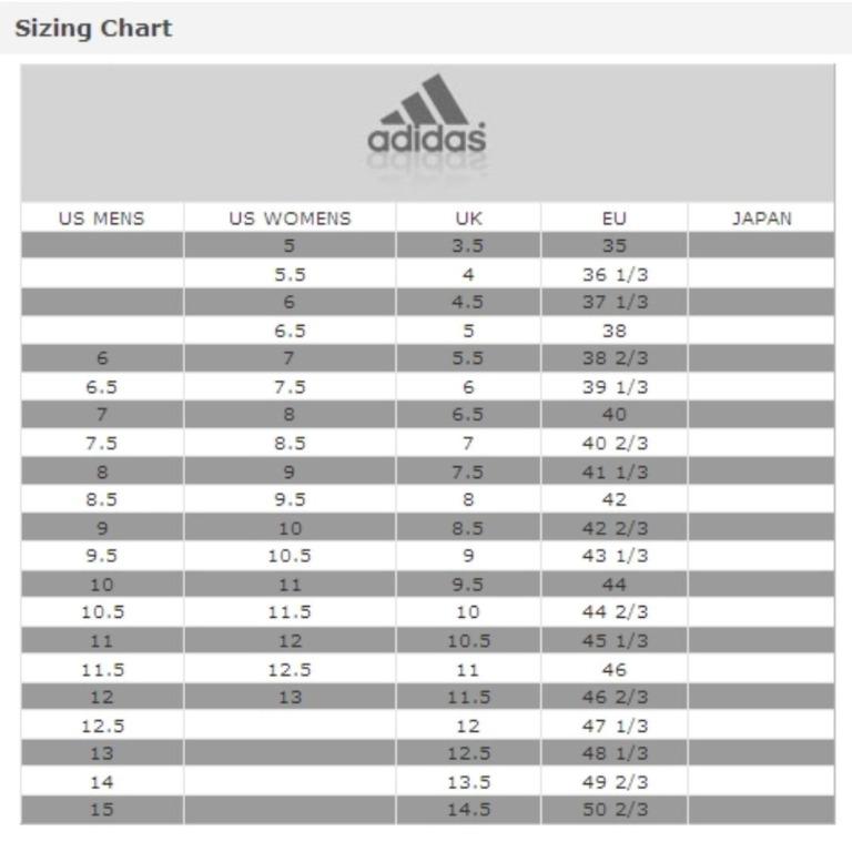 Adidas football shoes size chart online