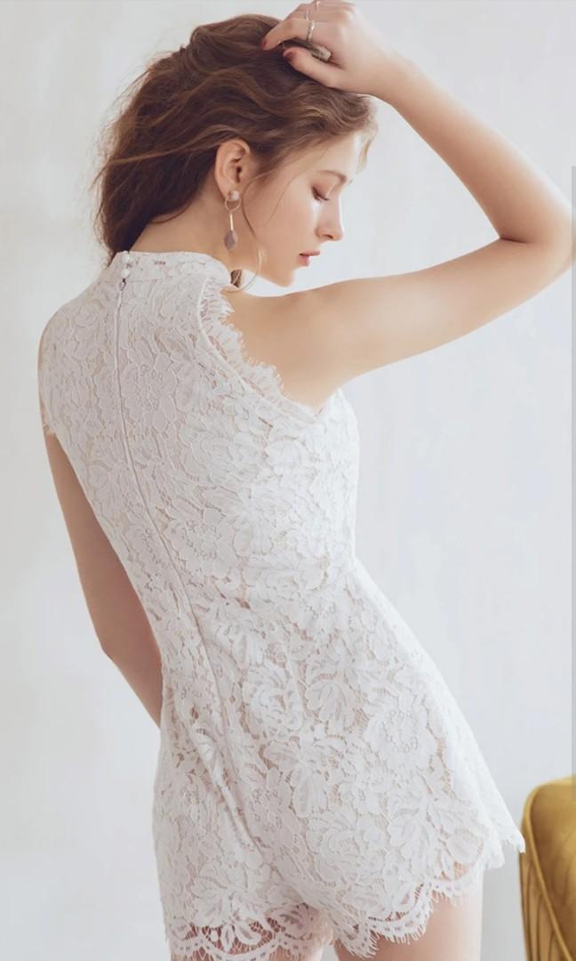 white lace romper dress
