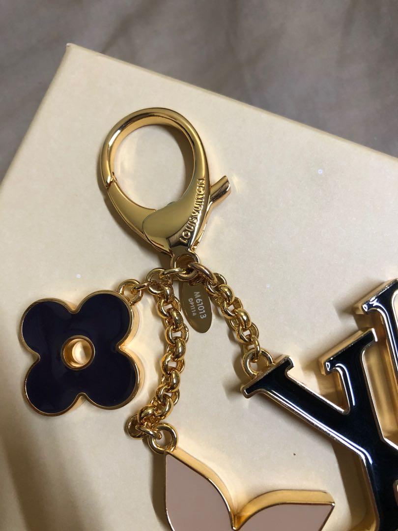 Louis Vuitton Authentic Metal FLEUR DE MONOGRAM Bag Charm Key Chain Auth LV