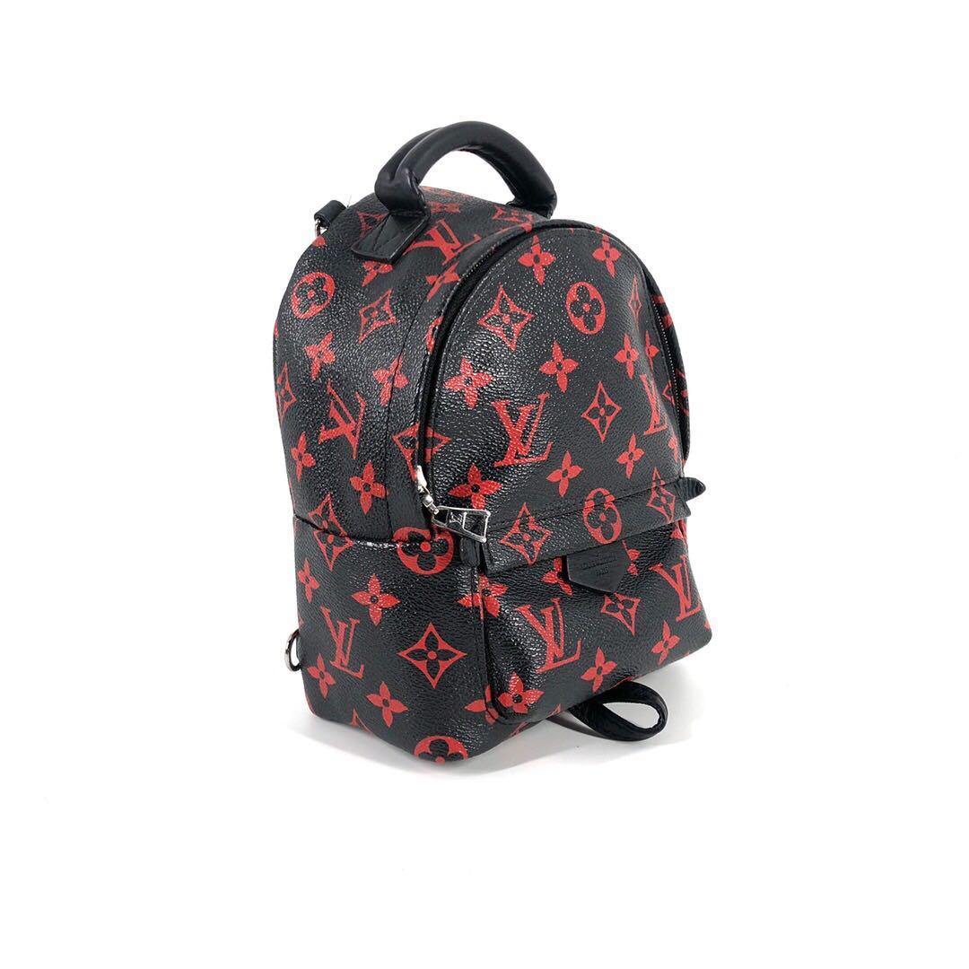 Louis Vuitton Backpack Palm Springs Monogram Infrarouge Mini Black Red - US