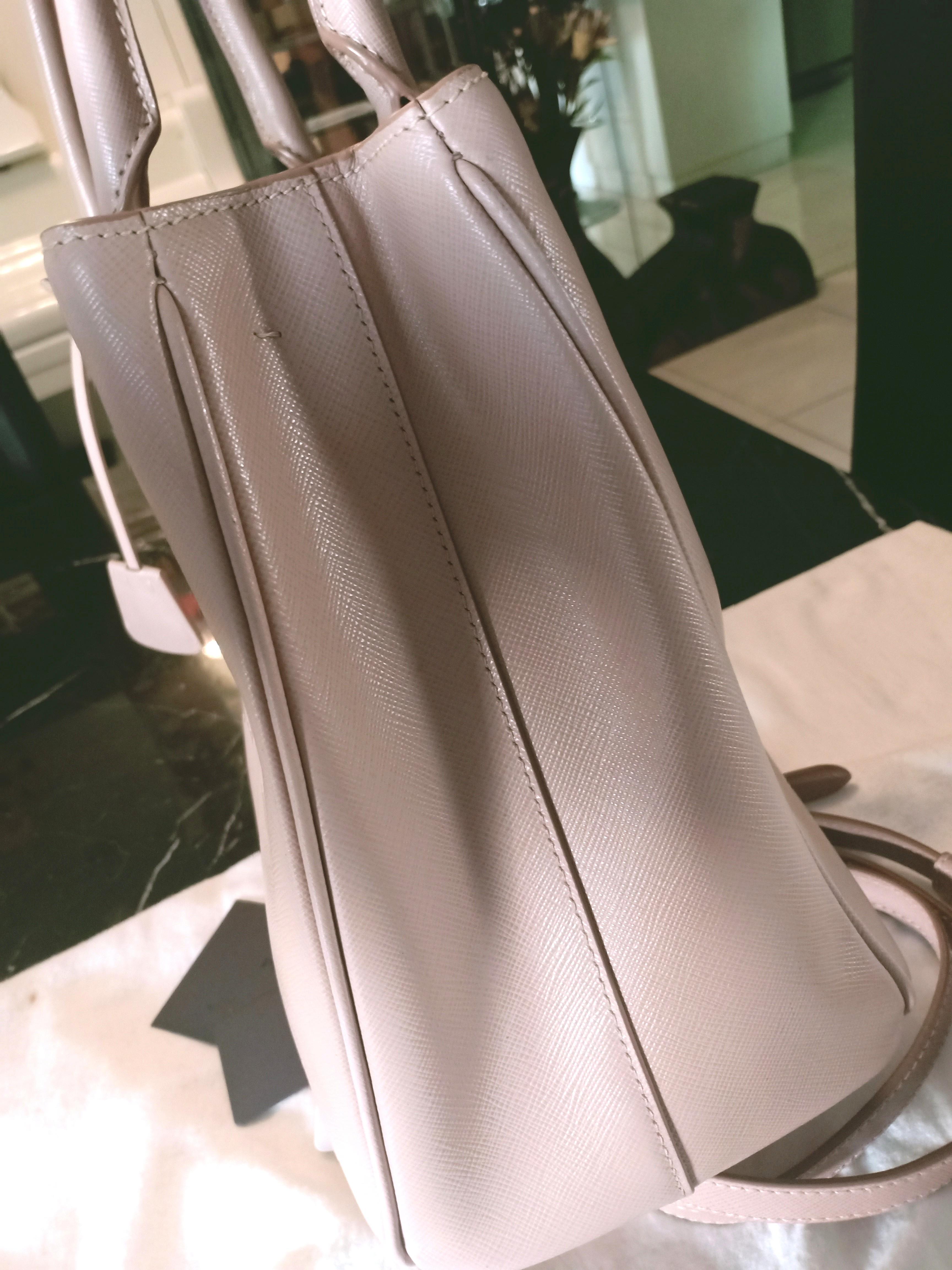 Cameo/black Medium Saffiano Leather Double Prada Bag