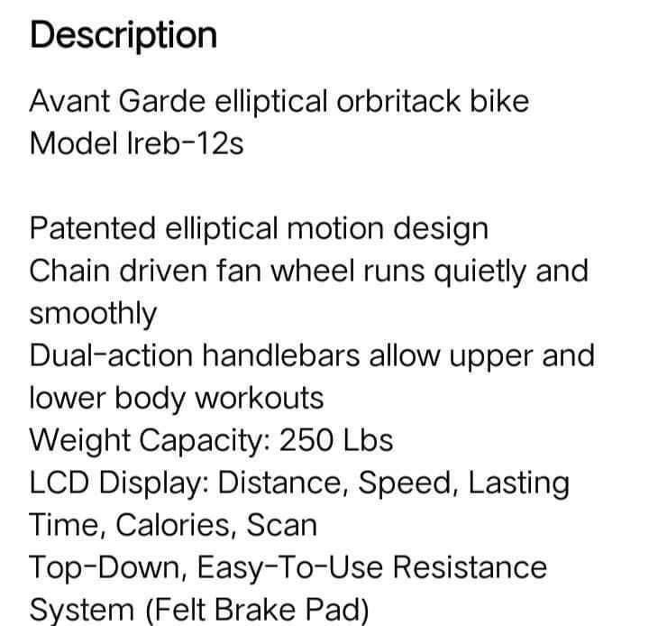 avant garde elliptical bike