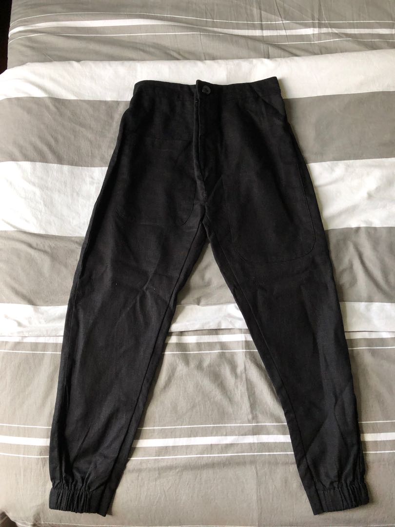 Black linen jogger pants Clearance