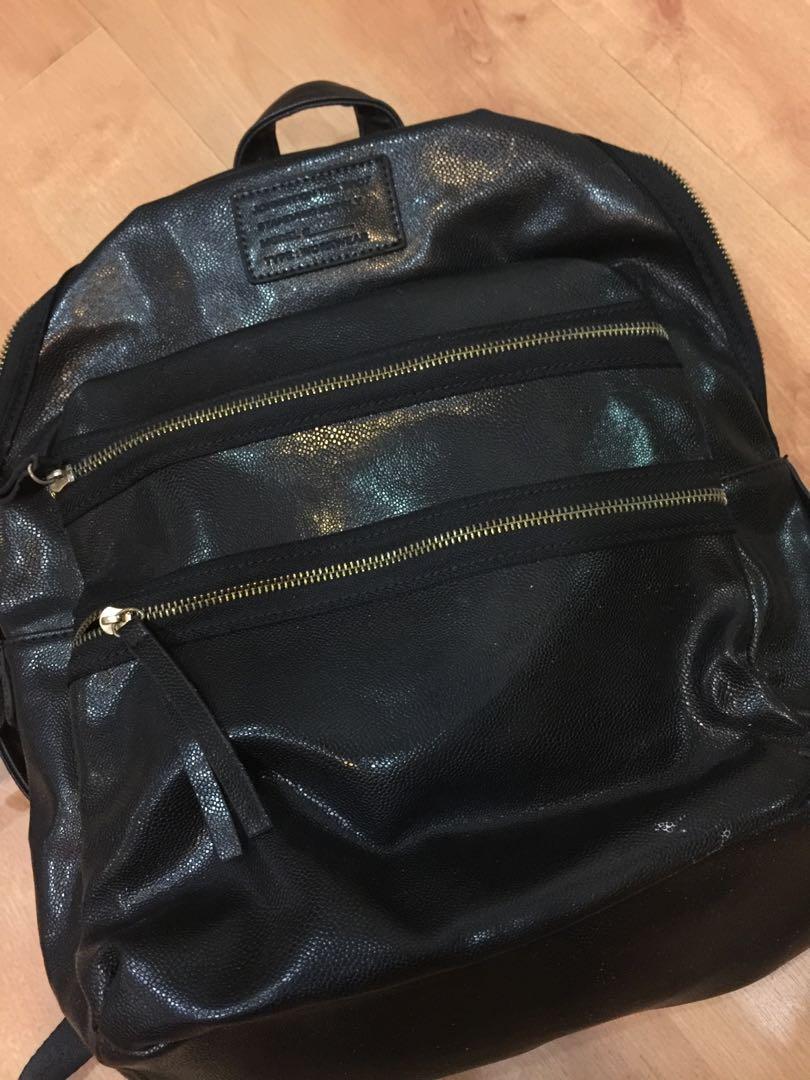 black pleather backpack