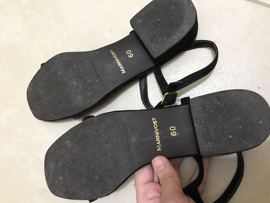 Black suede 2 inch block heel sandals (Category: Flats & Sandals) located in Makati City. Submitted by twicestillnice (Listing ID 1030731791, Image 3). Description: Used twice. .