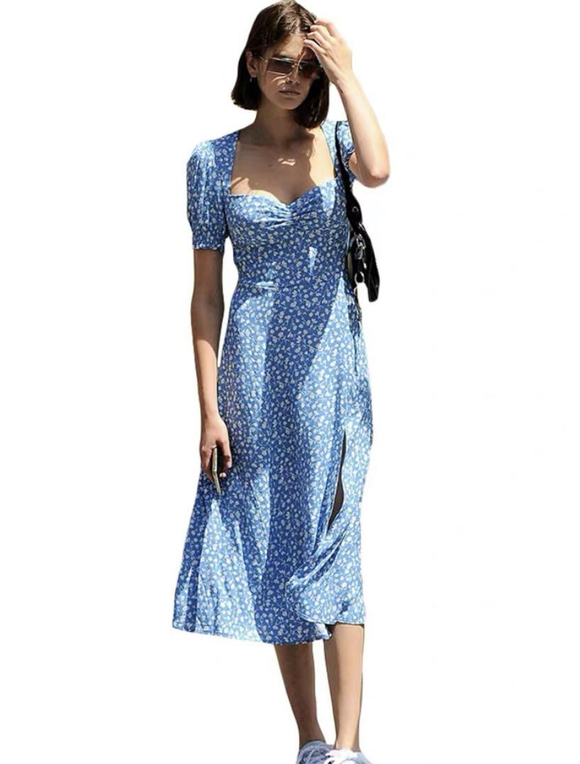 Square neck floral maxi dress clearance