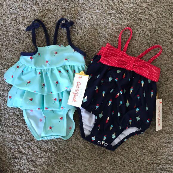 BNWT Cat Jack Baby Girl Ice Cream Swimsuit