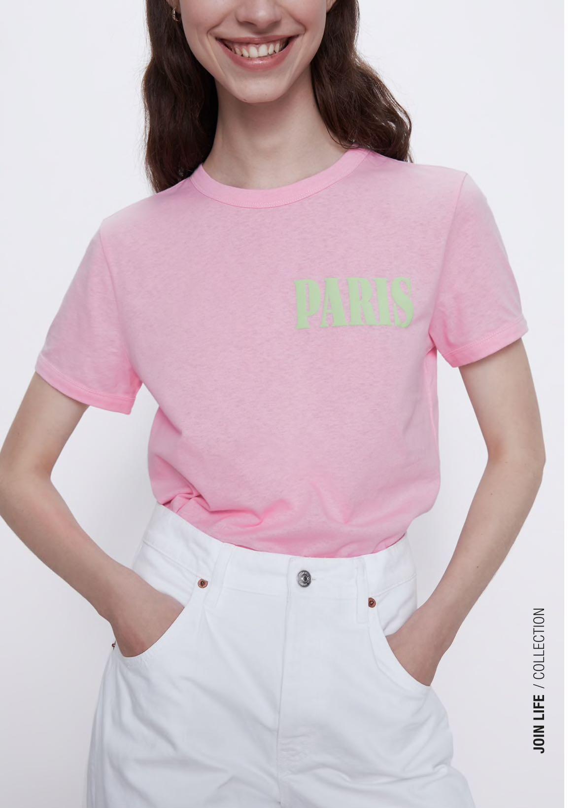pink t shirt zara