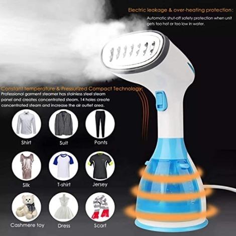 Cadrim Clothes Steamer Handheld Garment Steamer 1500W 280ml Travel Steam Vertical Strong Steam Iron Auto Cut Off Powerful For Home Office Travel