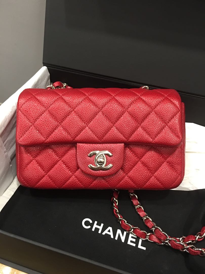 Chanel Coral Quilted Lambskin Mini Rectangular Classic Flap Bag in 2023