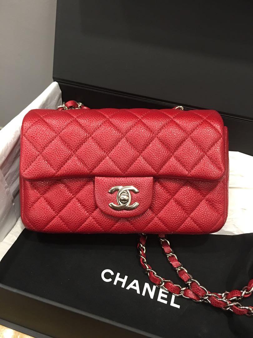 Chanel Rectangular Flap Quilted Caviar Silver-tone Mini Black in Caviar  with Silver-Tone - US