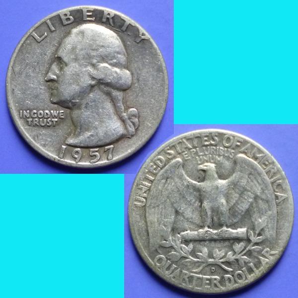 Coin Us United States 25 Cents Washington Quarter 2 Pcs 1955 P 1957 D Silver 0 1809 Oz Each Vintage Collectibles Currency On Carousell