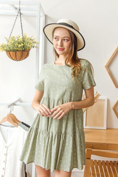 Fayth Olive Babydoll Dress, Women's 