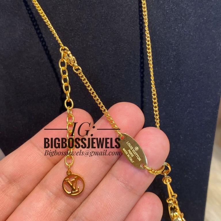 Women's Louis Vuitton necklace with hanging charms & LV monogram