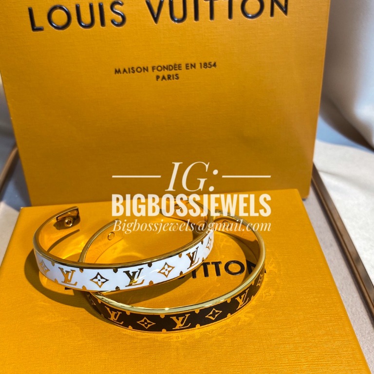18K Yellow & White Gold Size 21cm Louis Vuitton Bangle Cuff LV