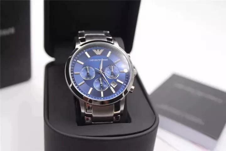 mens emporio armani chronograph blue dial watch ar2448