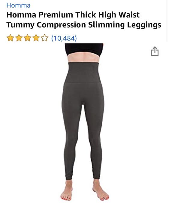 Homma Premium Thick High Waist Tummy Compression Slimming Leggings  (Charcoal/M)