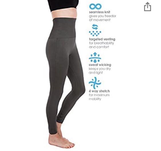 Homma Premium Thick High Waist Tummy Compression Slimming Leggings  (Charcoal/M), Women's Fashion, Activewear on Carousell