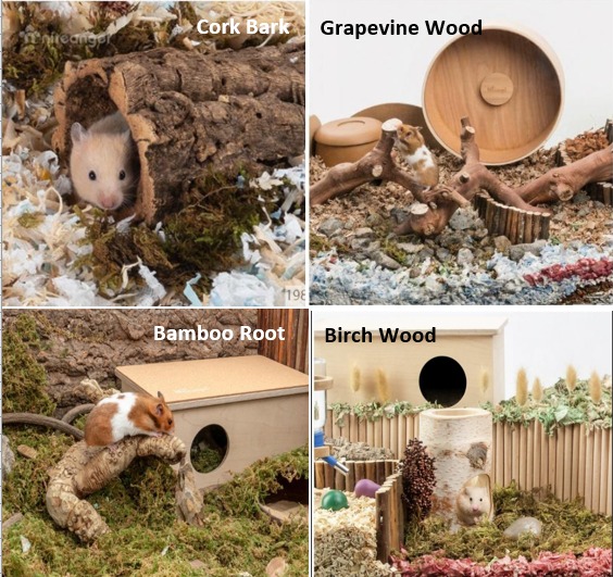 *instock* Cork Bark Rodent Hideout Hamster Hideout (Natural Cork Bark/Bamboo Root/Grapevine