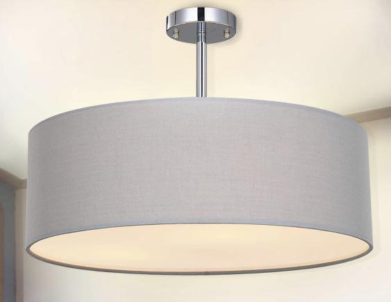 Large Grey Drum Lampshade Flush Chrome Matt Furniture Home Living Decor Other On Carou Large Grey Drum Lampshade Flush Chrome, Large Drum Lamp Shade Grey