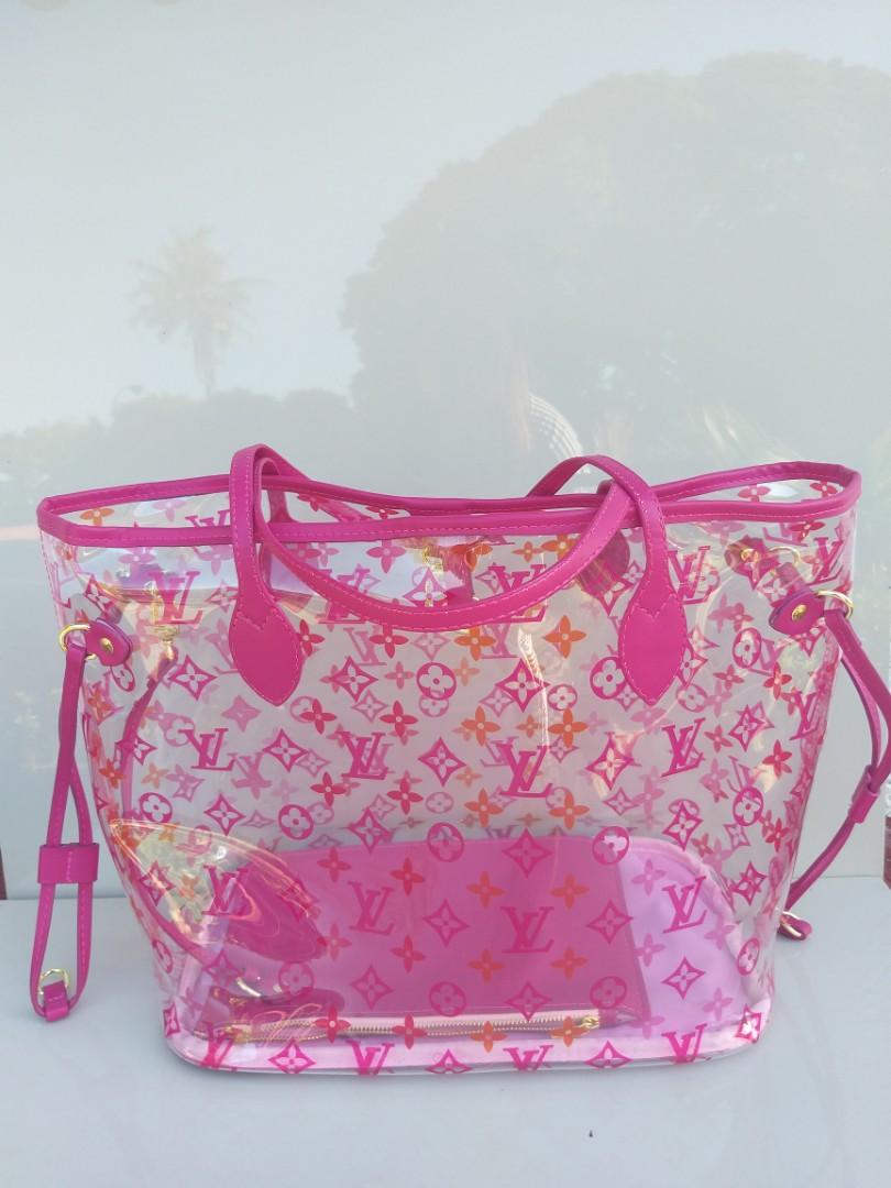 LV PINK TRANSPARENT NEVERFULL MEDIUM TOTE BAG LIMITED EDITION, Women's  Fashion, Bags & Wallets, Tote Bags on Carousell