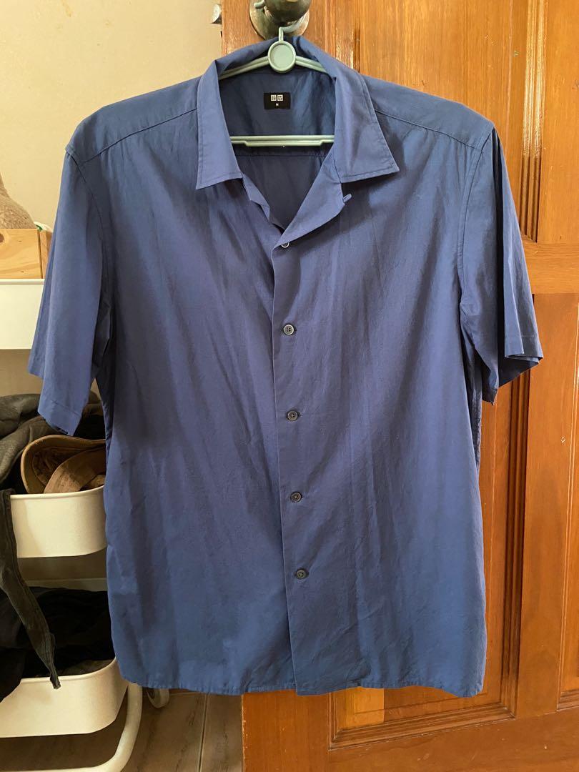 Uniqlo Men Blue Open Collar Short Sleeve Shirt Men S Fashion Clothes Tops On Carousell