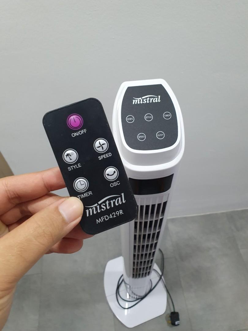 Mistral Tower Standing Fan with remote control, Furniture & Home Living, Lighting & Fans, Fans