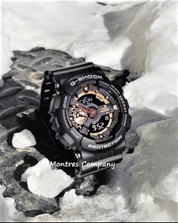 Montres Company 香港註冊公司(32年老店) 卡西歐 CASIO G-Shock 防磁 黑色玫瑰金 超大錶徑 GA110 GA110RG GA-110 GA-110RG GA-110RG-1 GA-110RG-1A人氣款 兩款色有現貨64221970198273110