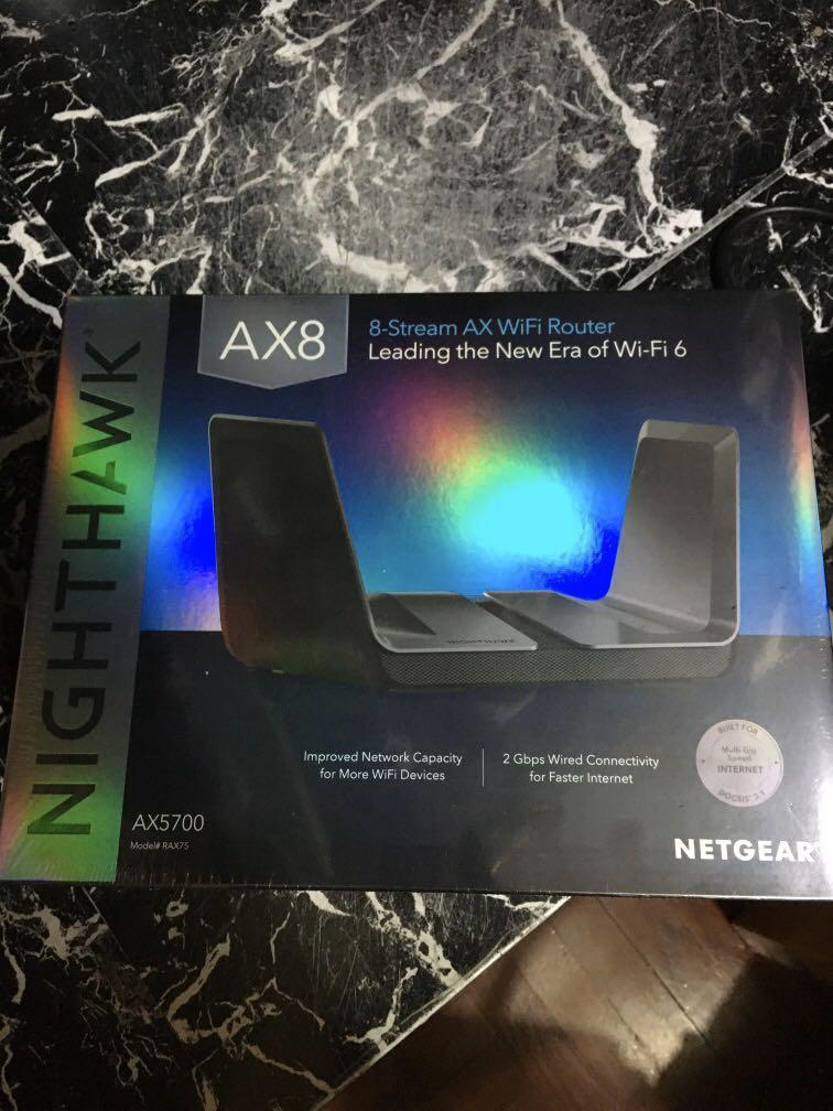 (å¨æ°æä¿) Netgear Nighthawk AX8 RAX75 WiFi 6 Router (AX5700 è·¯ç±å¨ï¼, é»è¦ï¼ç§æ, é»è¦å¨éåéä»¶, Wifiåä¸ç¶²ç¸éç¢å