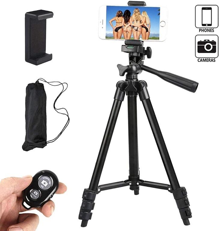 Tripod For Camera With Bluetooth Remote And Adapter For iPhone Samsung And More Smartphones TF-3120 Noir Tefeng