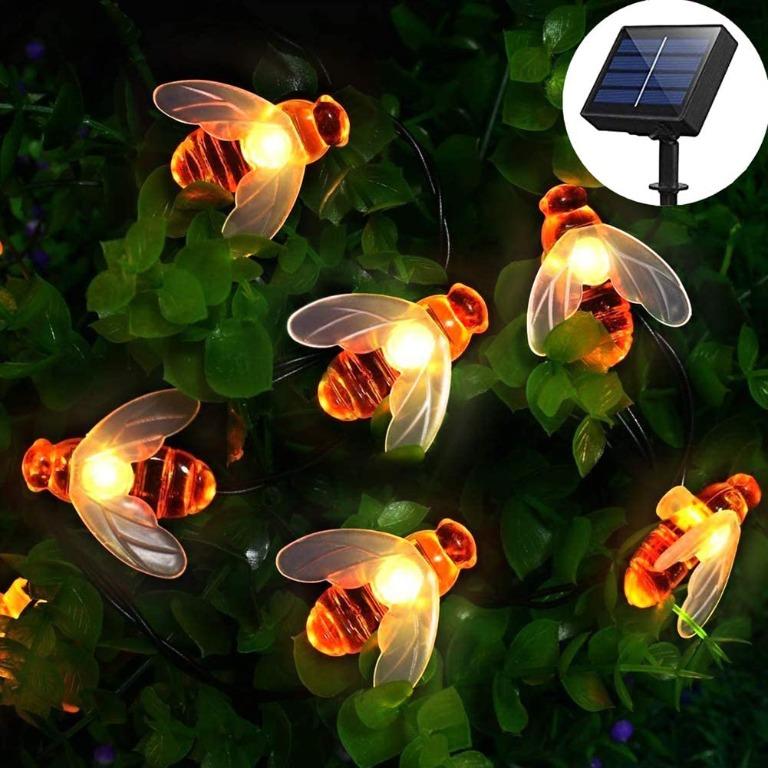 O115 50 Led Solar Garden Lights Honey Bee Fairy String Lights 7m 24ft 8 Mode Waterproof Outdoor Indoor Garden Lighting For Flower Fence Lawn Patio Festoon Summer Party Christmas Holiday Warm White Energy Class A Electronics Others