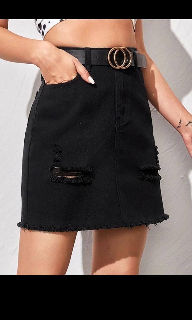 black denim skirt outfit plus size