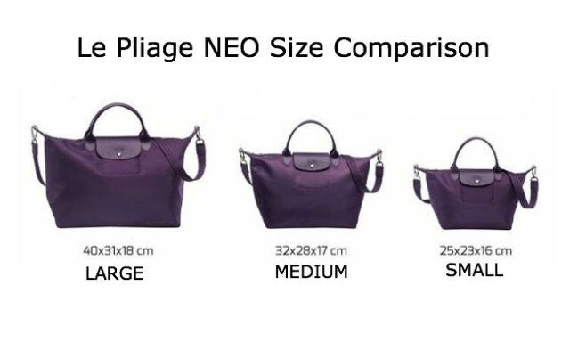 Longchamp size outlet chart in cm