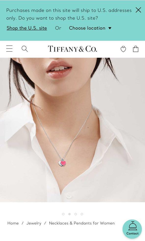 Tiffany and co mini double heart shop tag pendant pink
