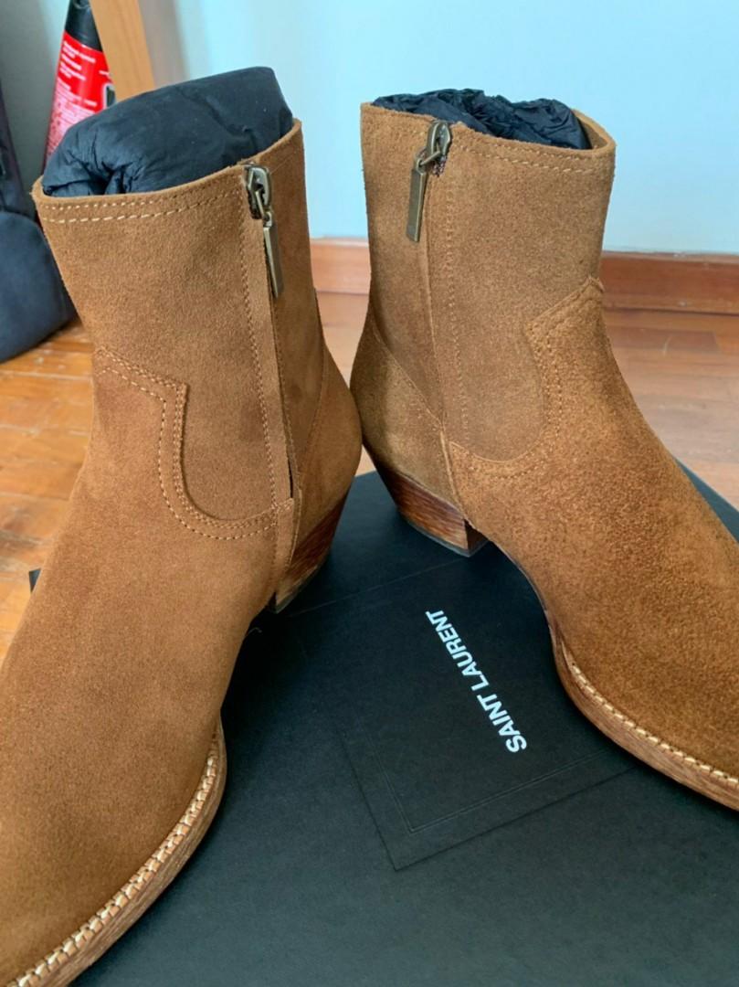 Saint Laurent Lukas Boot western style brown suede