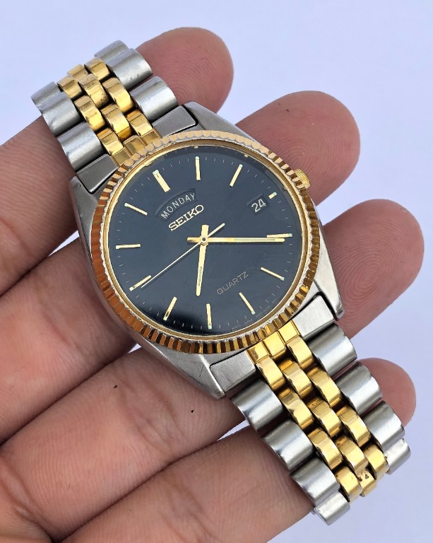 Seiko day clearance date two tone
