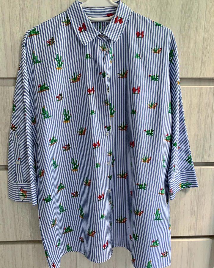 ZARA Cactus Print Shirt/Blouse, Women's 