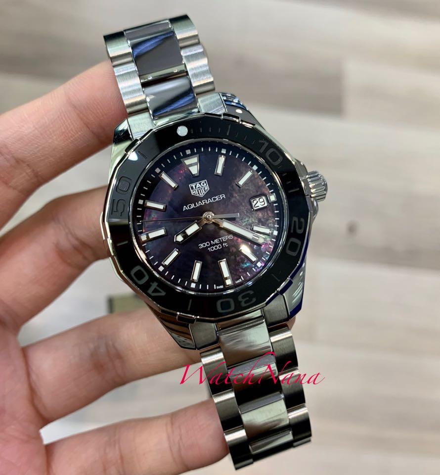 Tag Heuer Aquaracer 35mm Black Mother Of Pearl Quartz Ladies Watch WAY131K.BA0748