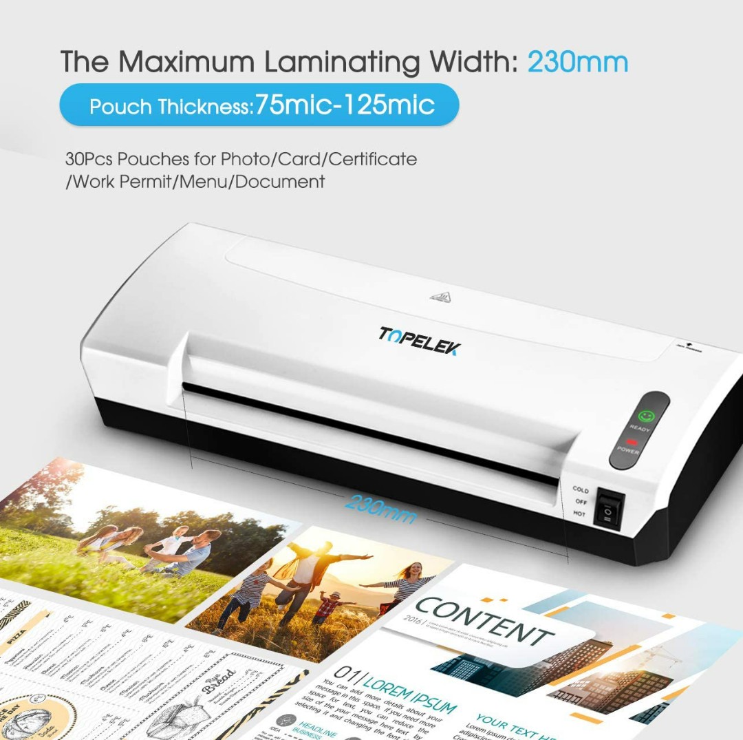 TOPELEK A4 Laminator, 5 in 1 Thermal Laminating Machine, 2 Roller Hot