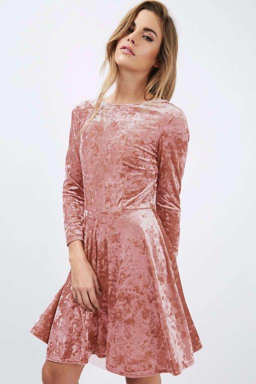 topshop pink velvet dress