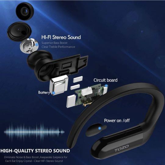 TOZO T5 Bluetooth Headphones True Wireless Earbuds Sport Earphones Touch  Control