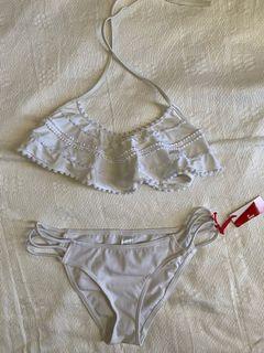 White Pompom fringe Bikini Set