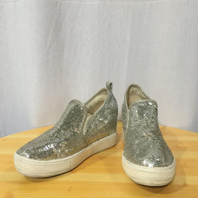 sequin sneaker wedges