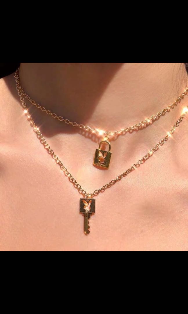 Playboy lock cheap and key necklaces